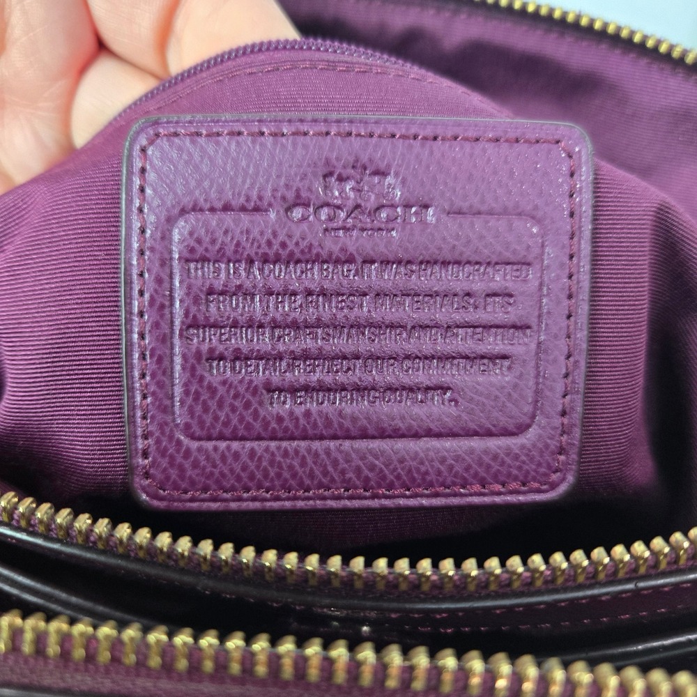 Coach Lillie Carryall Women Large Purple Leather Tote - Picture 14 of 14